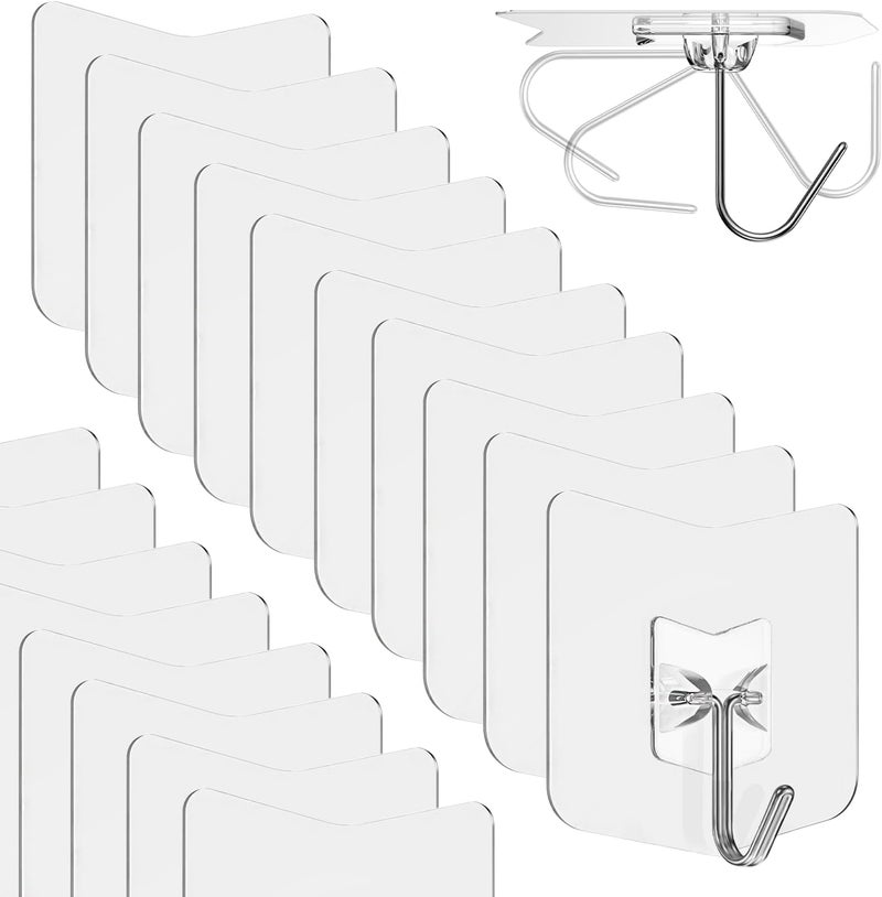 nabreeli Heavy Duty Adhesive Hooks 18 Pack - Holds 15 lbs, No Drill Stick Plastic Hook Hangers for Hanging Towel Shower Bathroom, Kitchen, Cabinet - Strong Wall Hanger for Ornaments, Apartment Bedroom - Image 1